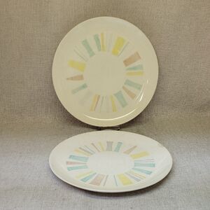 Vernon Kilns, ANYTIME Pattern, Hand Painted Vintage 10" Dinner Plates.